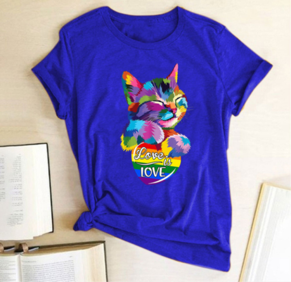 T-shirt con gatto con focolare LGBT, l'amore è amore