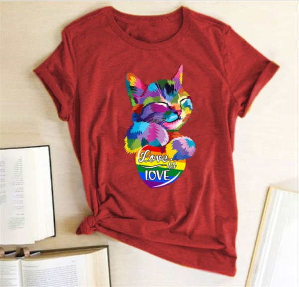 T-shirt con gatto con focolare LGBT, l'amore è amore