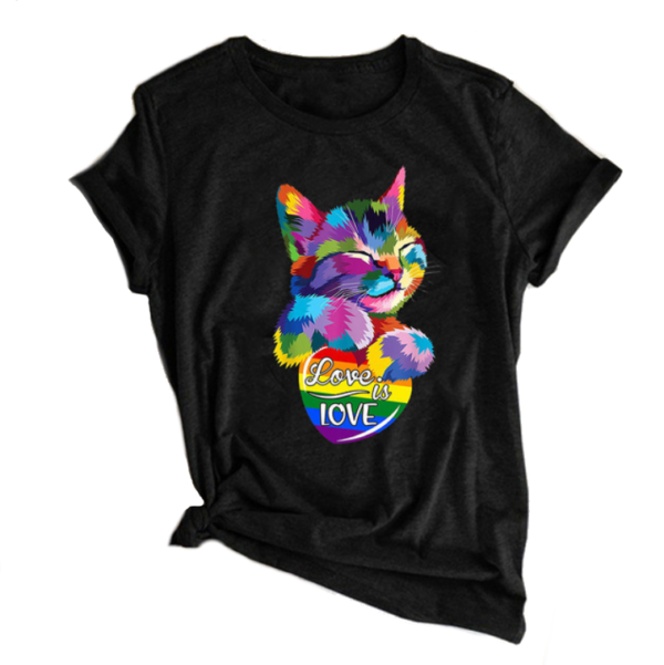 T-shirt con gatto con focolare LGBT, l'amore è amore